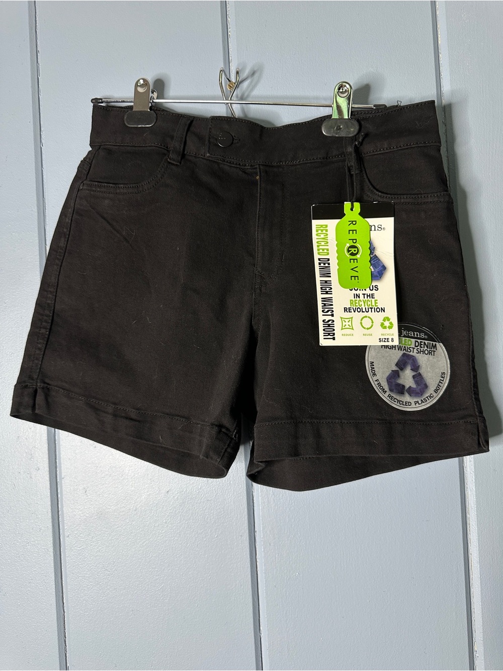 Reprive by d Jeans Black Recycled Denim High Waist Shorts
